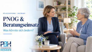 Symbolbild einer Pflegeberatung zu Hause zum Thema PNOG und mögliche Änderungen beim Beratungseinsatz